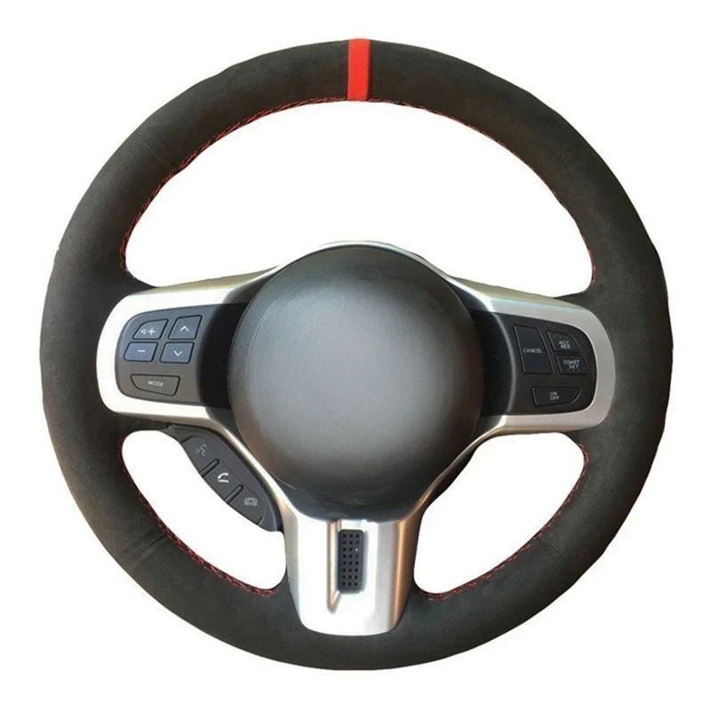 Black Genuine Leather Suede Hand-stitched Car Steering Wheel Cover For Mitsubishi Lancer 10 EVO Evolution Car Accessories