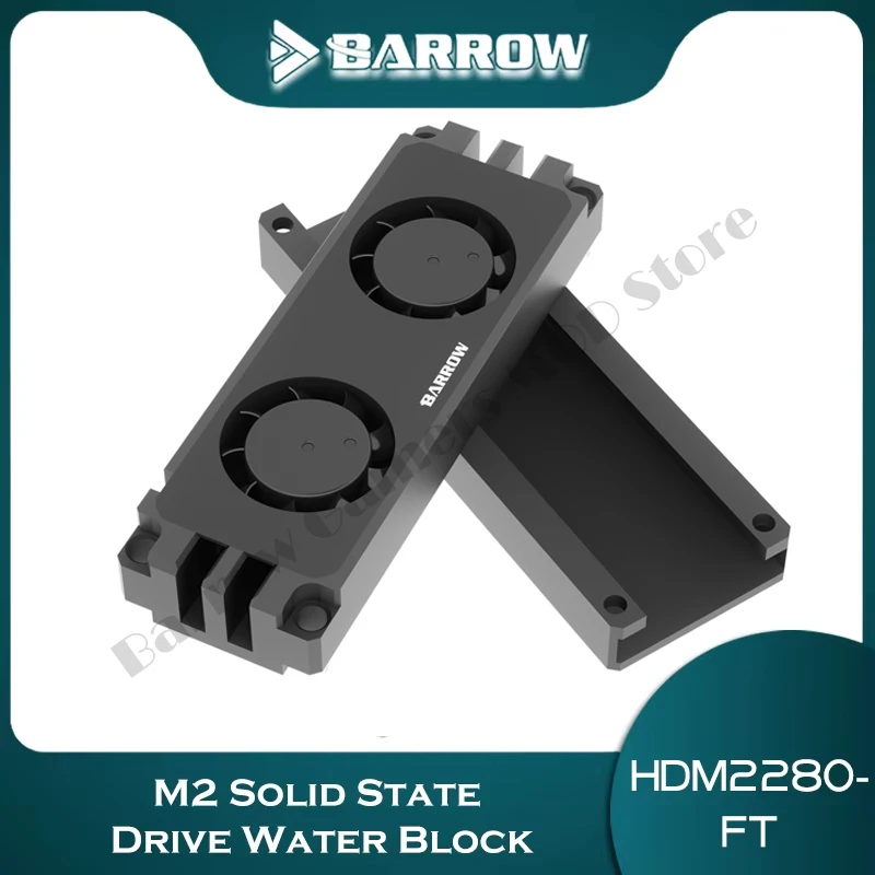 Barrow 2280/22110 PCIE SATA M2 SSD Wasserblock Doppelseitige Zusatzkühlung Festplatte Dual Fan Kühler HDM2280-FT