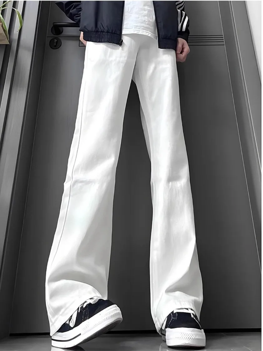 

Men's Fce Lined Bootcut Jeans mid Waist Straight Leg Slimming Trousers for Autumn Winter American High Street Sle