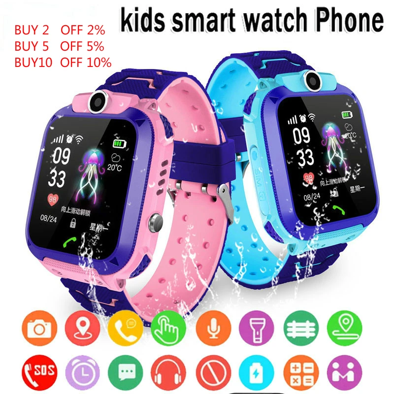 Kids smart watch Q12 SOS Watch child Phone use Sim Card IP67 Waterproof Anti-lost camera Smartwatch Gift for boys girls 2022