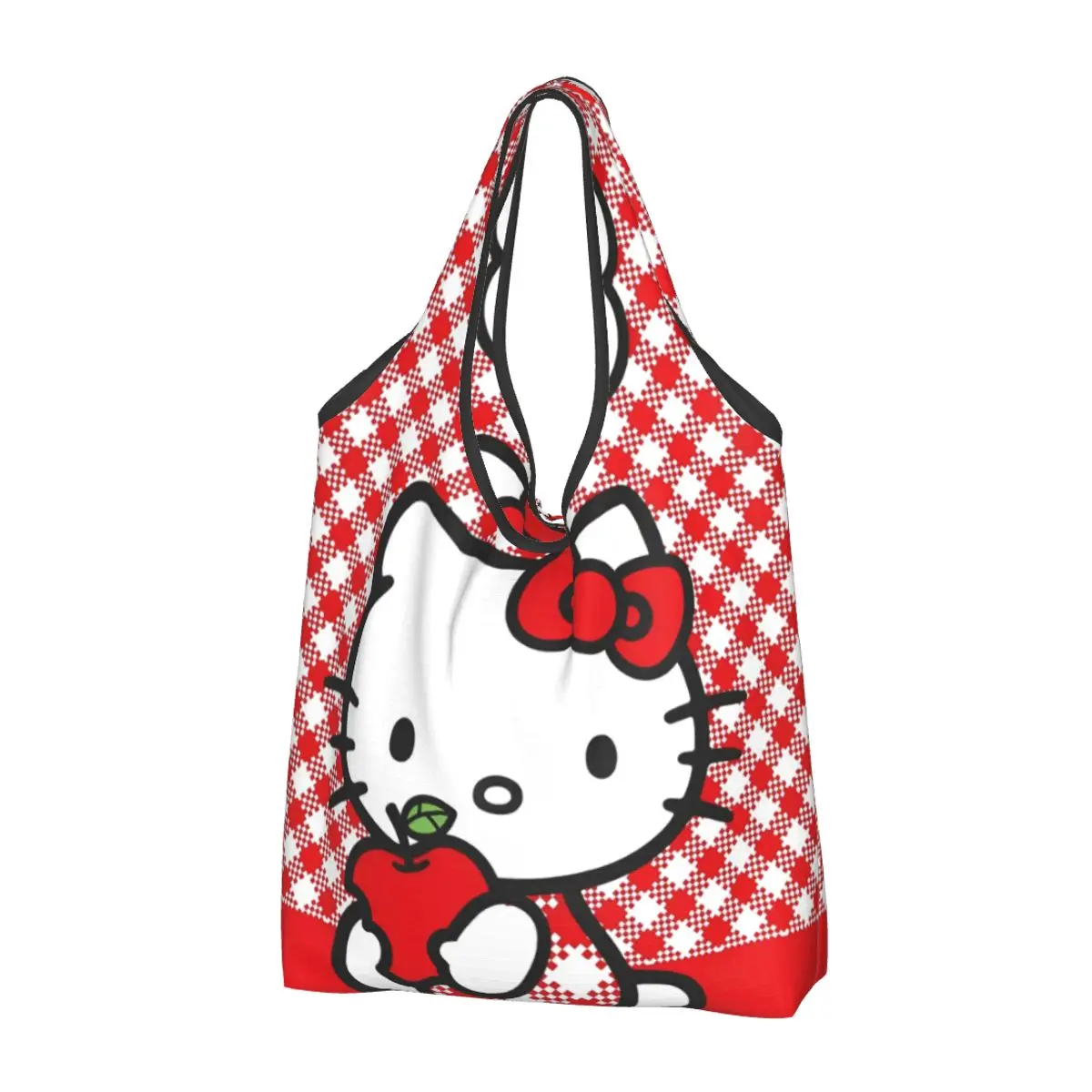 Cartoon Cute Hello Kitty Shopping Bags Foldable Grocery Tote Bags Large Capacity HelloKitty Recycling Bags Washable Handbag