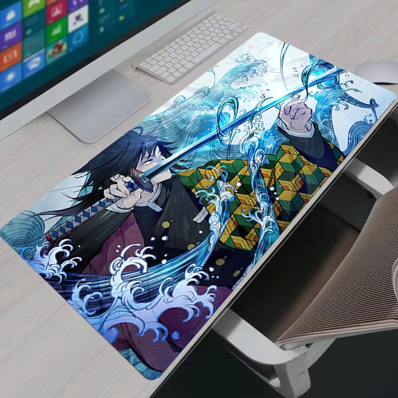 Mouse Pad XXL Gamer Anime Large PC Cabinet Rubber Carpet Tomioka Giyuu Deskmat Computer Gaming Accessories Black MousePad view 5