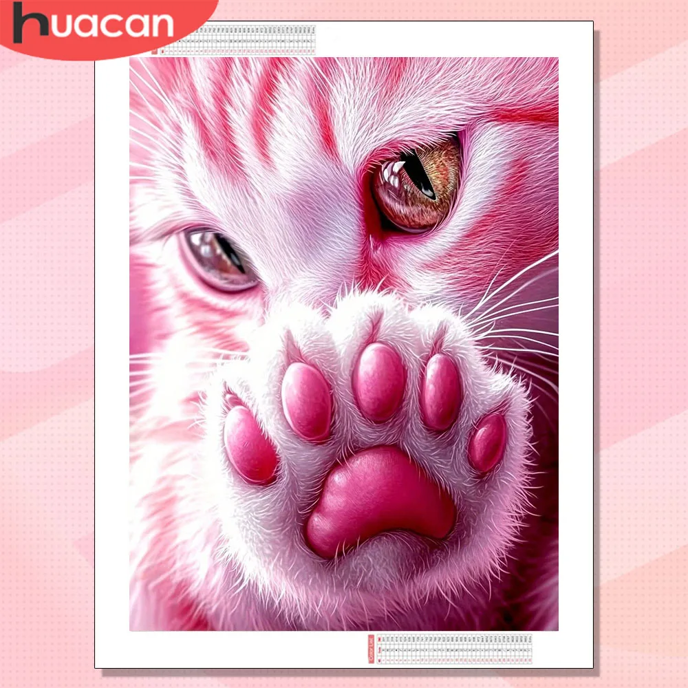 HUACAN Diamantmalerei Katze Tier Mosaik Neuheiten 2026 Quadratische Runde Steine Erwachsenen-Bastelset Personalisierte Geschenke DIY Heimdekoration