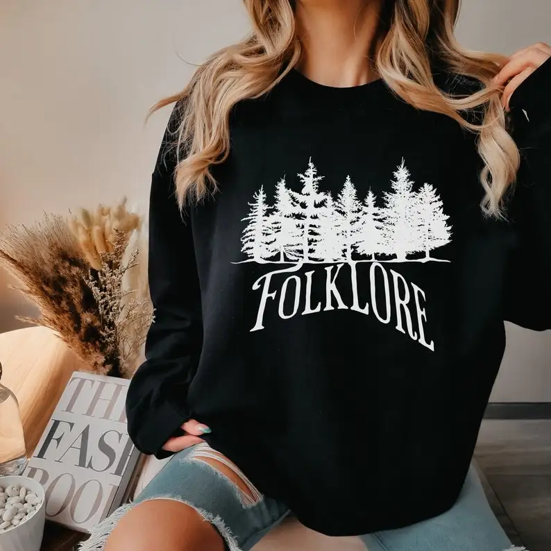 

Folklore Stylish Sweater, Women Casual Chic Sweatshirt, Hip Trend Clothing, Fall Winter Pullover Shirt, Perfect Music Lover Gift