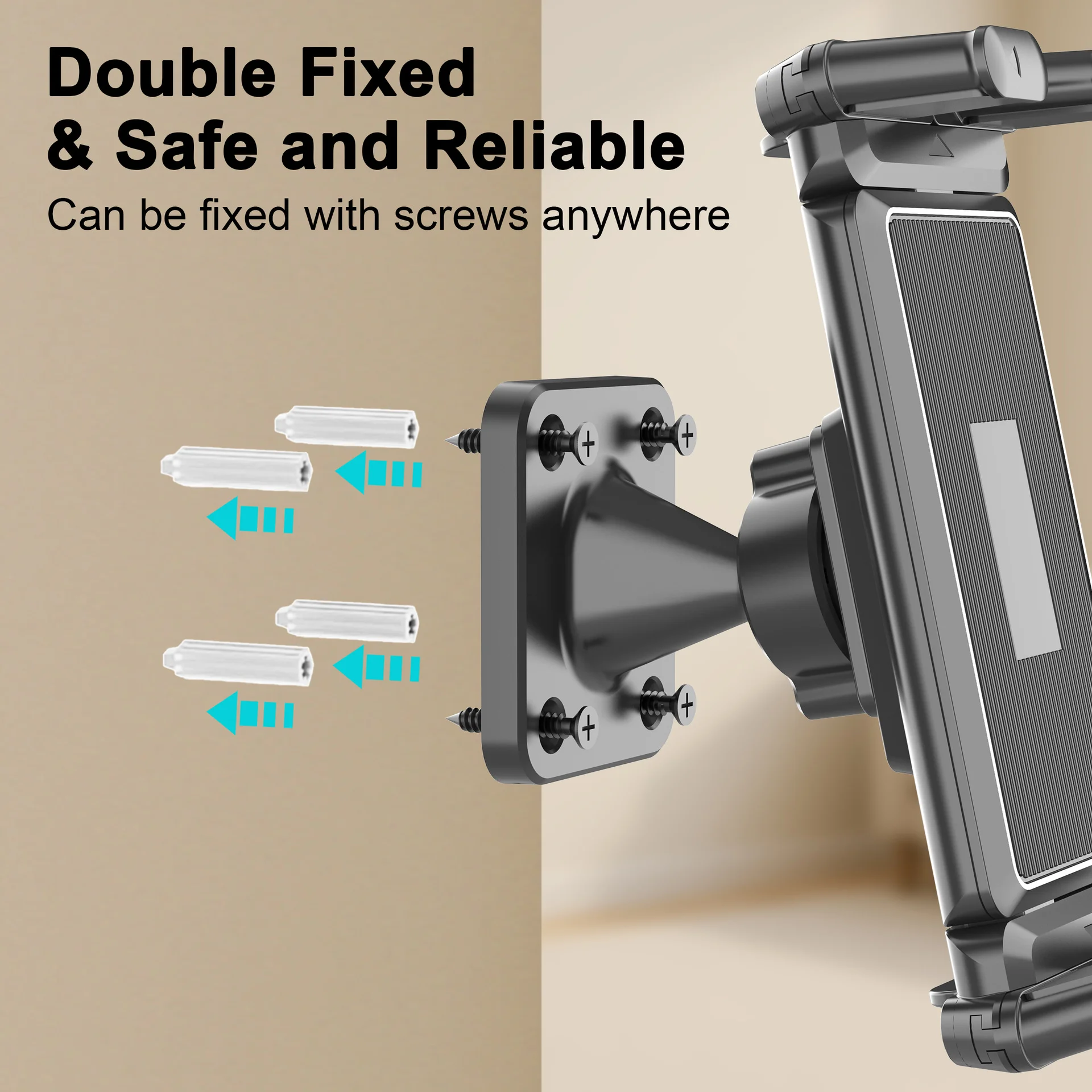 Tablet Wall Mount, 360° Rotation Tablet Holder Stand, Sturdy Base, Kitchen Wall Mount Compatible with iPad/iPhone/All 4.7-15 In