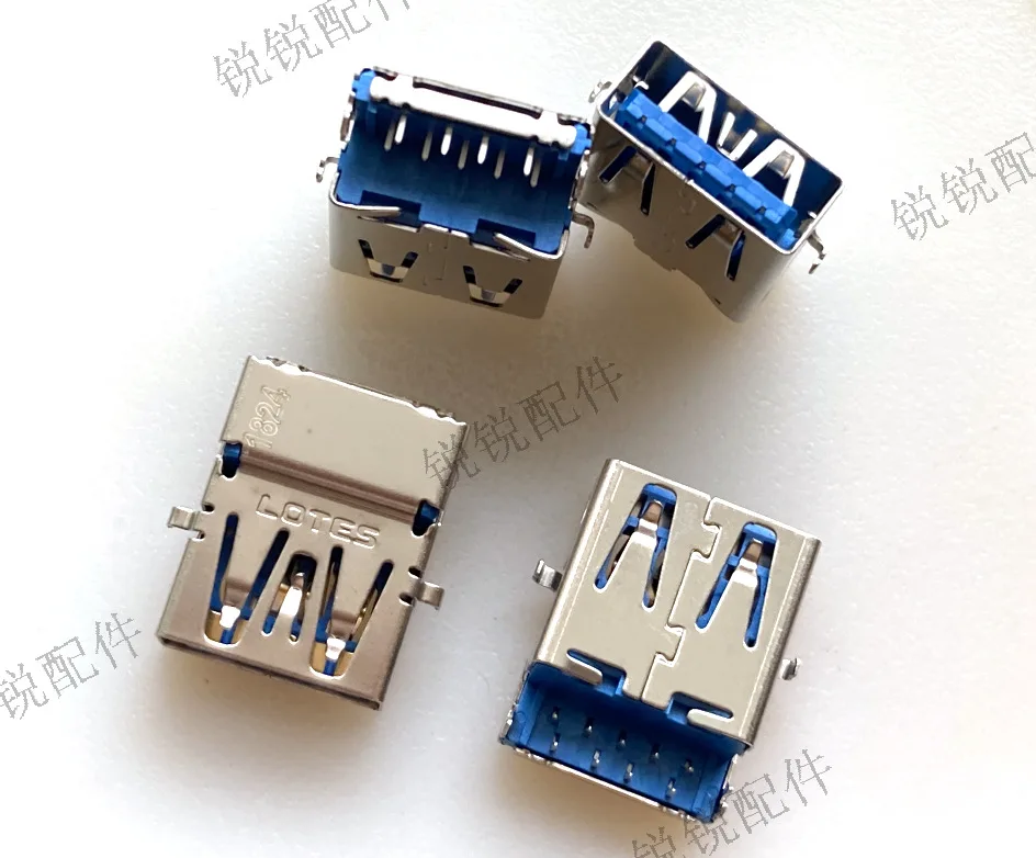 For LOTES notebook USB3.0 interface, connector 9P sinking board USB female seat, data charging port socket