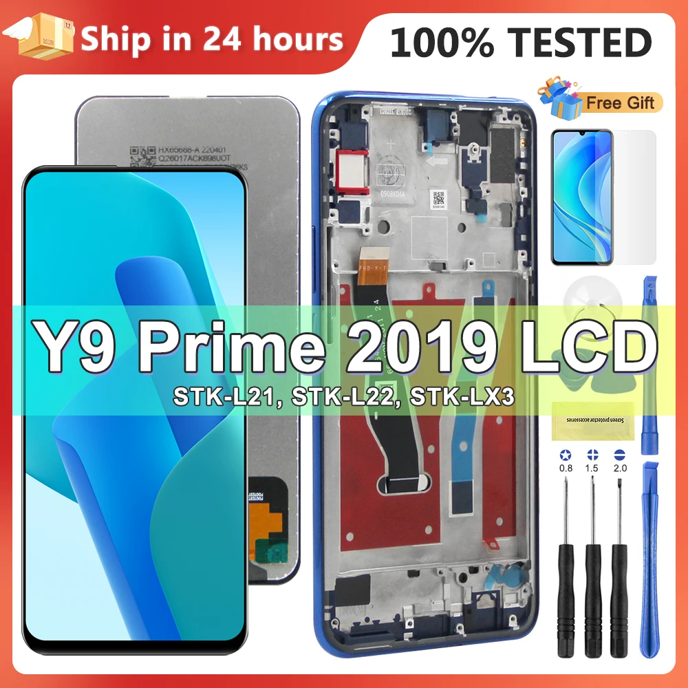 10 Touches Screen for Huawei Y9 Prime 2019 STK-L21 Lcd Display Touch Screen Digitizer Assembly with Frame for Huawei P Smart Z