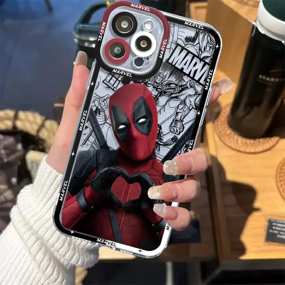 Интересный прозрачный силиконовый чехол Marvel Deadpool для Samsung Galaxy S24 S23 S22 Ultra S21 S20 FE Note 20 10 Plus A15 A25 A35 A55