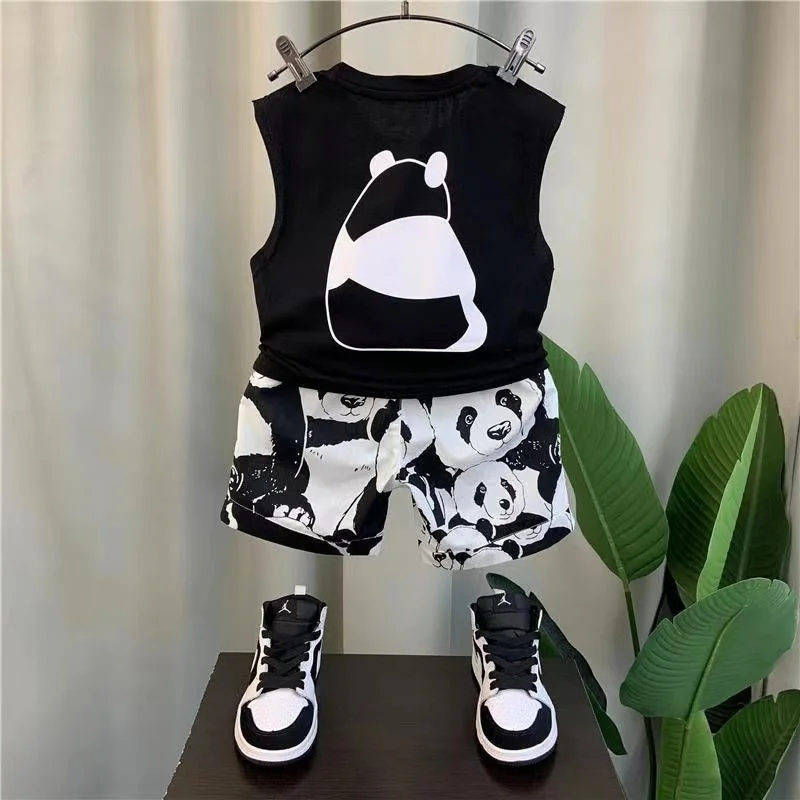 

Boys Summer Vest Set 2024 New Baby Internet Red Clothes Boys and Children Korean Style Handsome Trendy Brand Two Piece Set