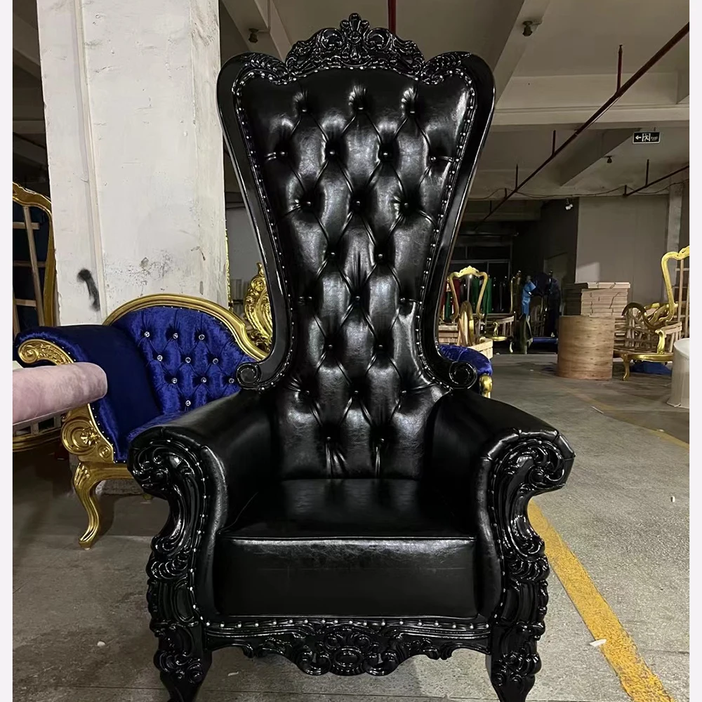 Modern royal design high back queen king throne wedding event hotel party sofa chair view 3