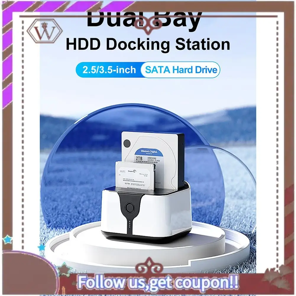 Abbg-estação de encaixe hdd de bay duplo um clique offline clone sata para usb 3.0 hdd docking station para 2.5/3.5 Polegada ssd hdd
