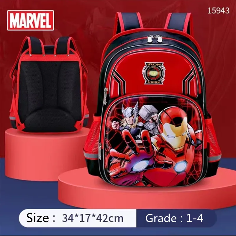 2024 Disney School Bags For Boys Grade 1-3 Primary Student Shoulder Orthopedic Backpack Iron Spider Man Large Capacity Mochila