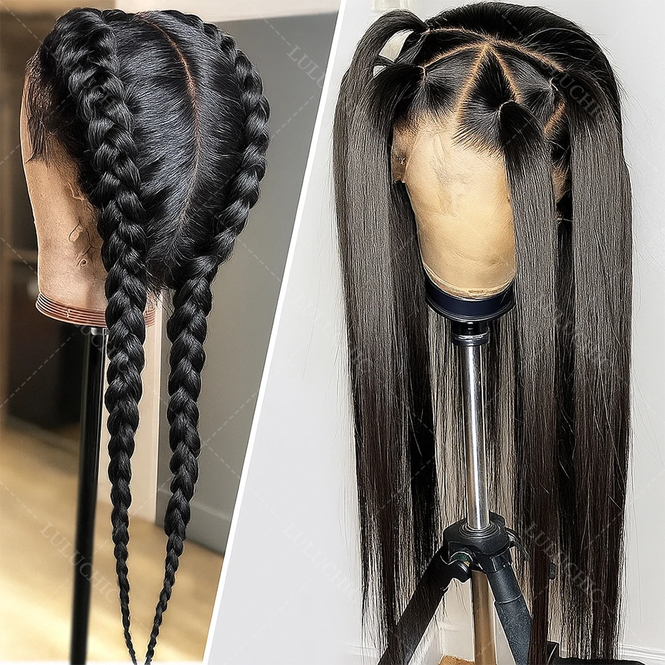 

Real Full Lace 100% Human Hair Wigs Straight 360 Full Lace Frontal Wigs Brazilian Pre Plucked 13X4 HD Transparent Lace Front Wig