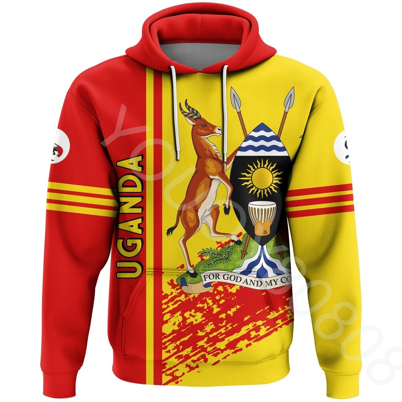 

African Region Hoodie Men's Clothing 3D Printing Uganda Pullover Hoodie Style Sportswear Sweater Zip Jacket