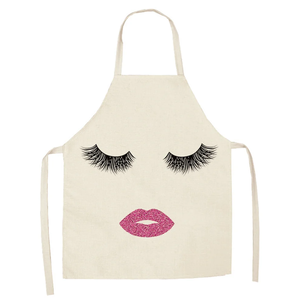 Aprons For Women Eye Beauty Kitchen Ladies' Apron Home Cleaning Smile Eyelash Apron Home Cooking Baking Creative Adult Kids Bib