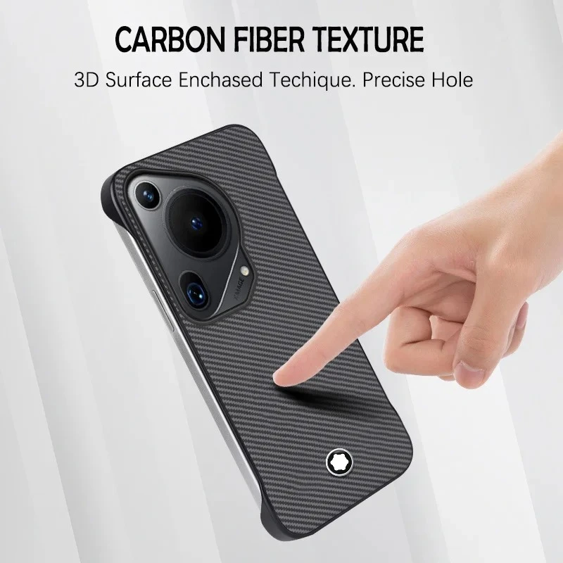 Высококачественный чехол для телефона Busine Sle Frameless с текстурой углеродного волокна для Huawei Pura 80 70 P60 P50 P40 Pro Hard Protect Cover Mblan