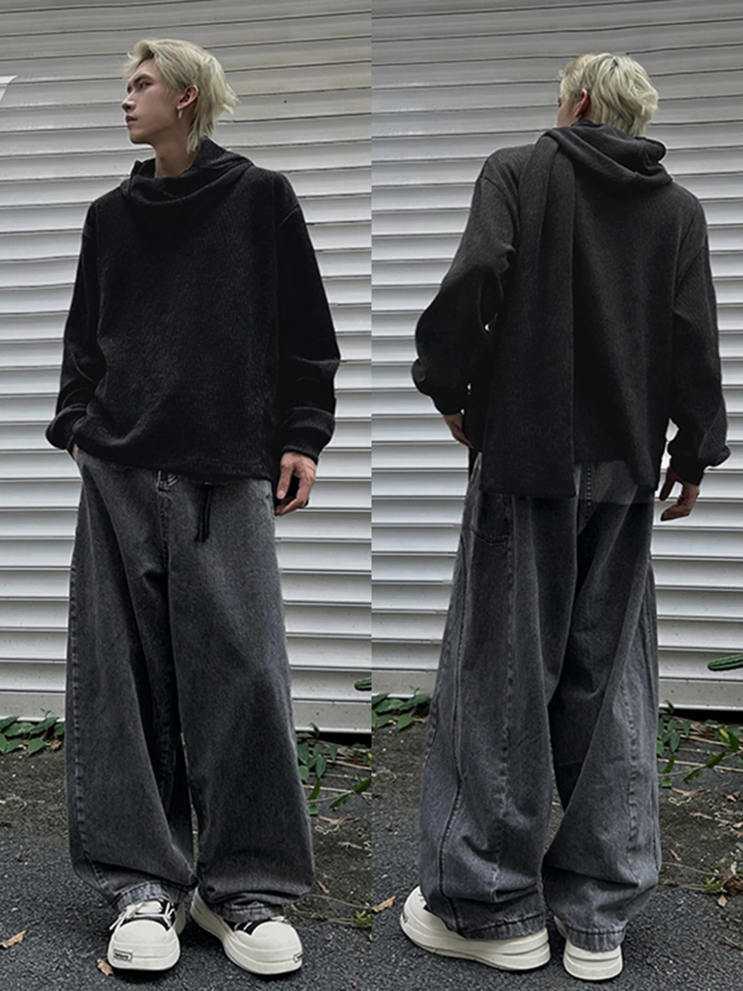 

Men's Hoodie Sweatshirt with Scarf Neck Design Early Autumn Casual Wear Texture Atmosphere Comfortable Dark Style Youth Fashion