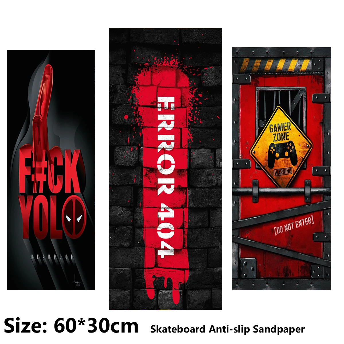 

Error 404 Finger Game Pattern Electric Scooter Anti-slip Sticker Sandpaper Skateboard Grip Tape Sheet 60*30cm