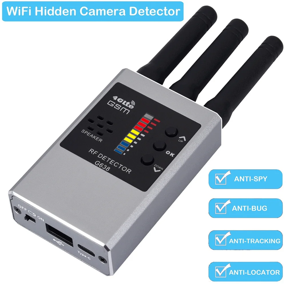 NEW RF Signal Detector Wifi Hidden Camera Finder Anti-Spy Listen Sweeper Cell Phone Bugs Wireless Listening Device GPS Tracker