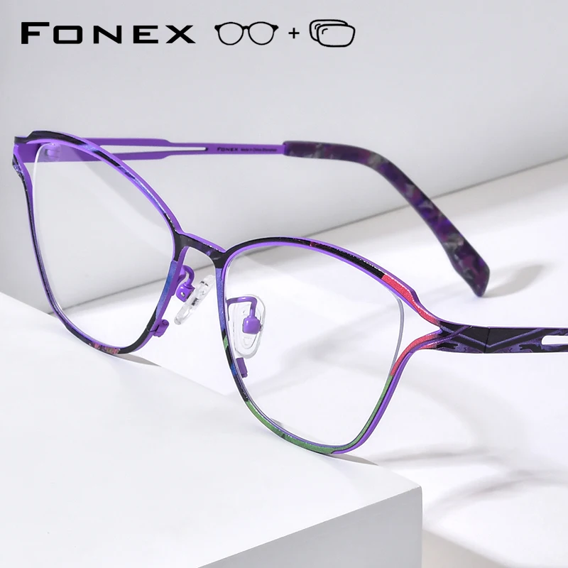 Lunettes de vue progressives FONEX, verres photochromiques pour myopie, lunettes optiques pour femmes, lunettes œil de chat en titane pour hommes 85922