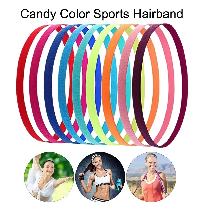 1/5/10Pcs Thin Elastic Hair Band Sweatband Football Running Hair Accessories Fashion Simple Non-Slip Stretchy Sports Headband