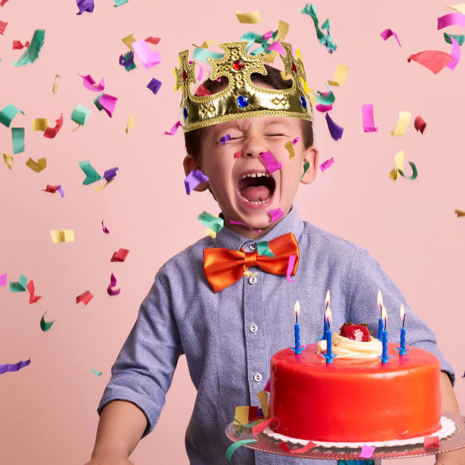 

Prince Crown Kids King Crown for Birthday Party Halloween Costume Decorative Tiara Plastic Gems Comfortable Fine