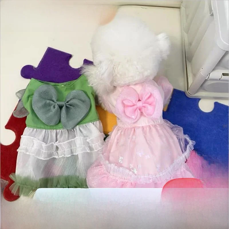Falda Rosa Lolita para Perros, Vestido de Princesa Delgado para Primavera/Verano, Estilo Dulce para Maltipoo y Bichón, Ropa Funcional para Perros P2586