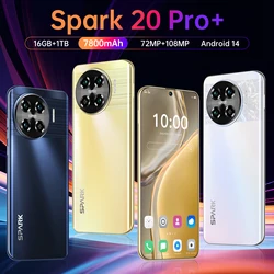 Mobile Phones Spark 20 Pro+ HD7.3 Screen SmartPhone Original 16G+1T 5G Dual Sim Celulare Android Unlocked Cell Phone Global Vers