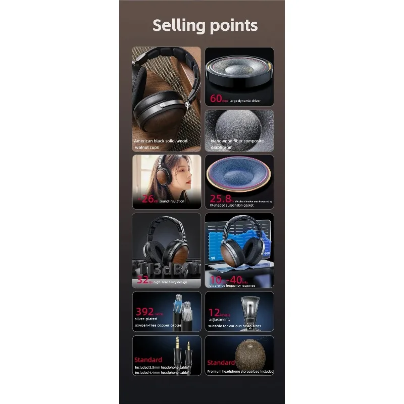 Voor FiiO FT1 Gesloten Achterkant Over-Ear Nanowood Fiber Composiet Membraan Bedrade Hi-Fi Hoofdtelefoon
