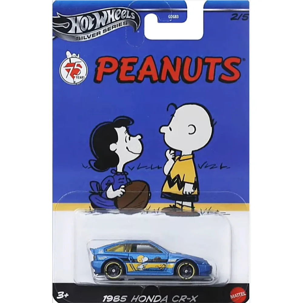 Hot Wheels Cars PEANUTS Snoopy 1985 HONDA CR-X VOLKSWAGEN BEETLE Auto Model Boys Toys Gift