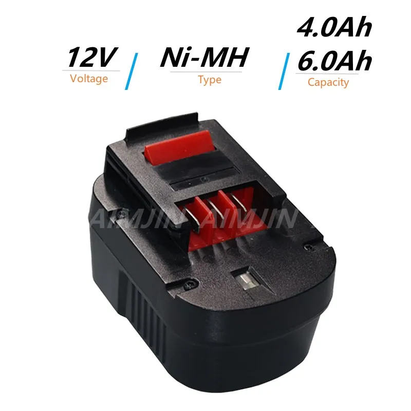 

For Black & Decker 12V 4000mAh/6000mAh Ni-MH Battery A12 A12EX FSB12 FS120B A1712 HP12K HP12 Electric Tool Replacement