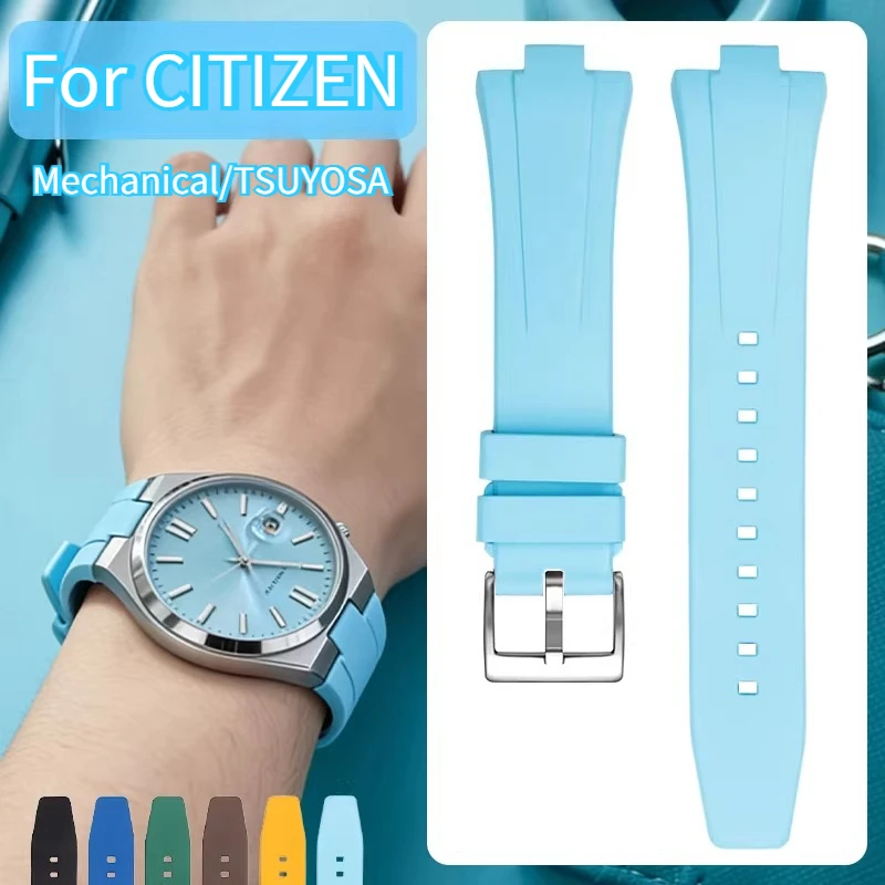Correa de reloj de caucho fluorado para hombre, para reloj mecánico CITIZEN Original TSUYOSA NJ0151 55 50 157 0234 NJ0232 NJ0231 NJ0230 FKM