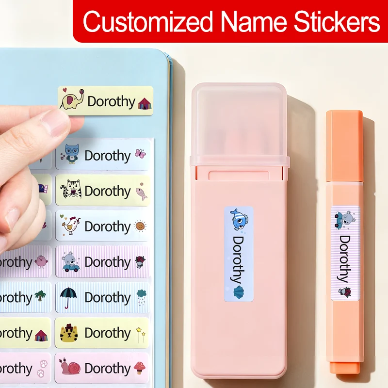 

‌Personalized Waterproof Name Stickers for School Supplies - Custom Transparent Tags for Kids Books, Bags & Bottles, DIY Crafts