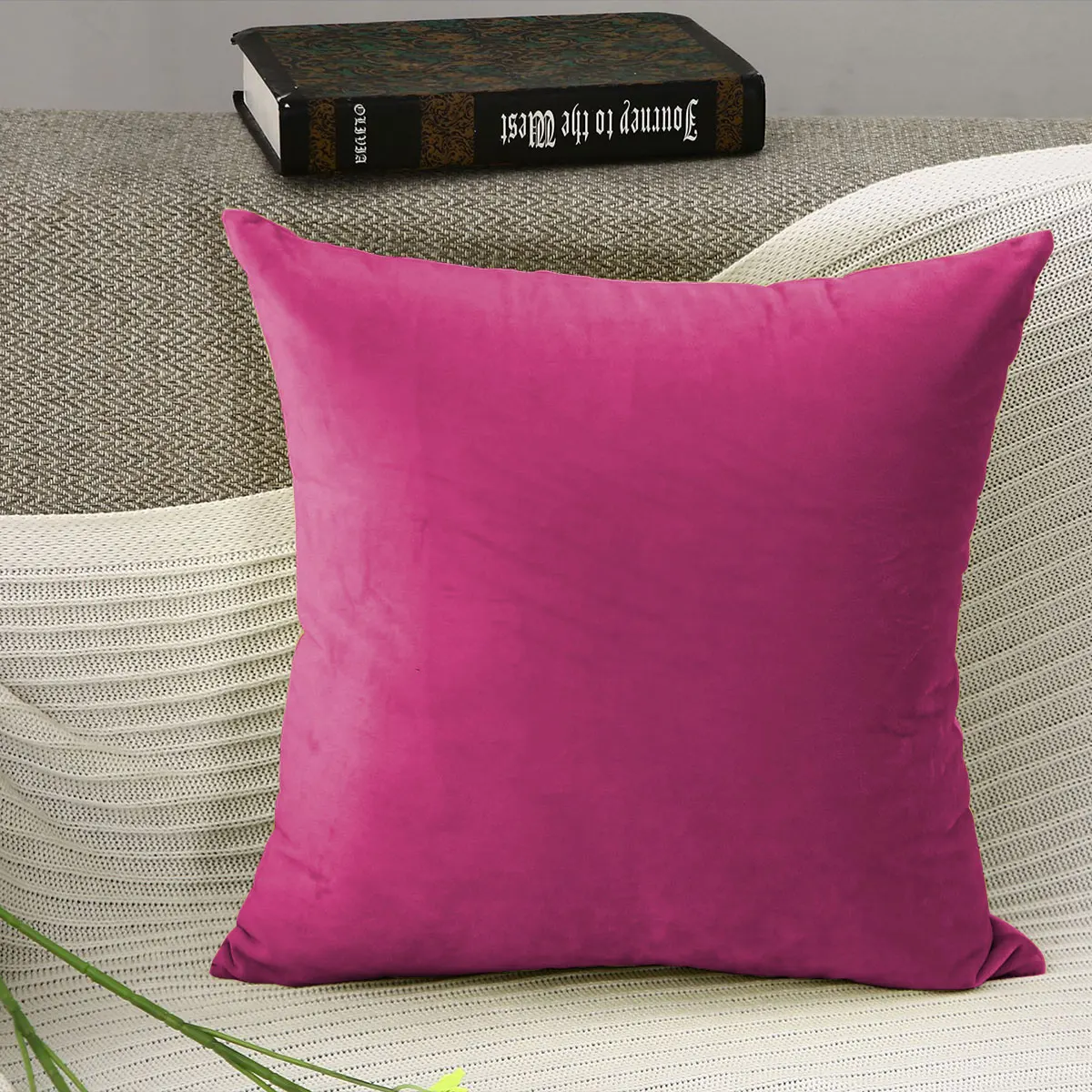 1 funda de almohada de terciopelo rosa empolvado de lujo, funda de cojín sólida para sofá y dormitorio (solo la funda, sin relleno)