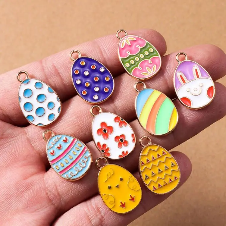 10 stücke Cartoon Emaille Tier Küken Ei Charme für Schmuck Machen Frauen Nette Tropfen Ohrringe Anhänger Halsketten DIY Handwerk Liefert – Detail 2