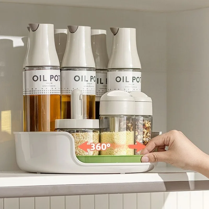 

Многофункциональная вращающаяся полка для хранения кухонных принадлежностей, коробка для приправ, подставка для бутылок с соевым соусом, бытовой поворотный стол
