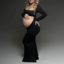 Vestidos de maternidad para sesión de fotos, maxivestido con abertura frontal, Espalda descubierta, Sexy, para fiesta de boda, fotografía de mujeres embarazadas, ropa XL