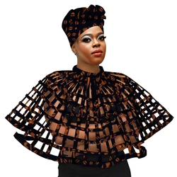 Ankara African Net Necklaces Shawl Collar Matching Headwrap Women Clothings Accessories Print Web Shoulder Necklace SP136