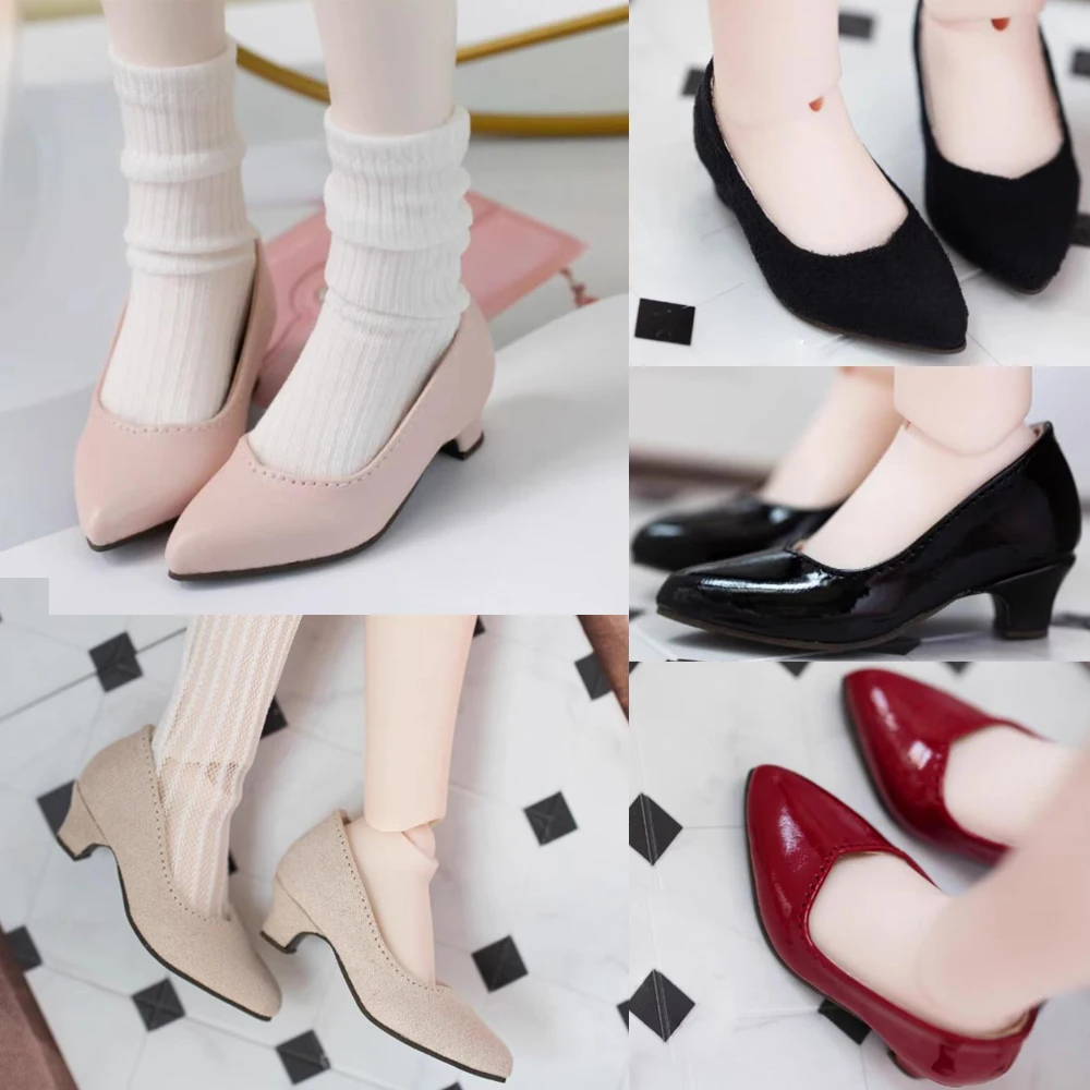 D09-P145 children handmade toy  1/4 MDD MSD BJD Doll shoes Shallow cut short heeled leather shoes 1 pair