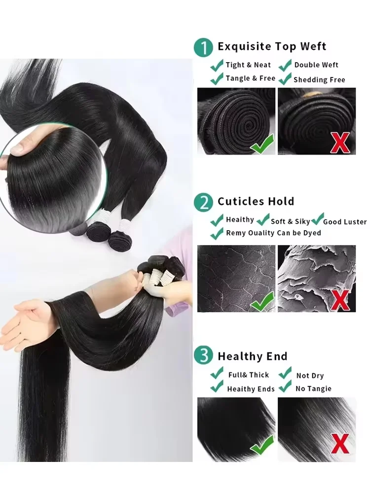 العظام حزم مستقيمة حزمة الشعر البشري غير المجهزة 30 40 بوصة 3 4 حزمة 100% البرازيلي وصلة إطالة شعر طبيعي تجديل السائبة