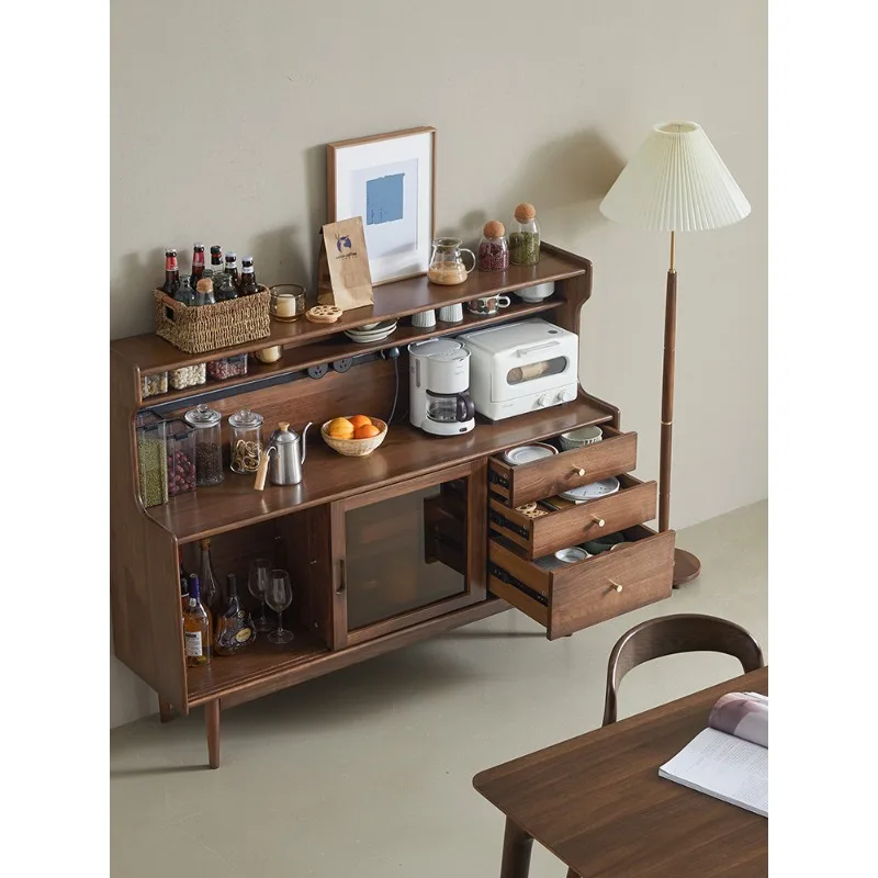 Massief houten eetkamer bijzetkast, Japanse stijl woonkamer opslag wijnkast theekast eenvoudige huishoudelijke keuken