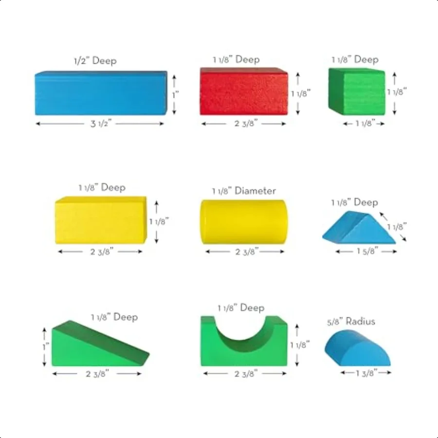 Melissa Doug Holzbausteine-Set, 100 Blöcke in 4 Farben und 9 Formen, klassisches Spielzeug, farbiges Holz, für Kleinkinder ab 2 Jahren, FSCC