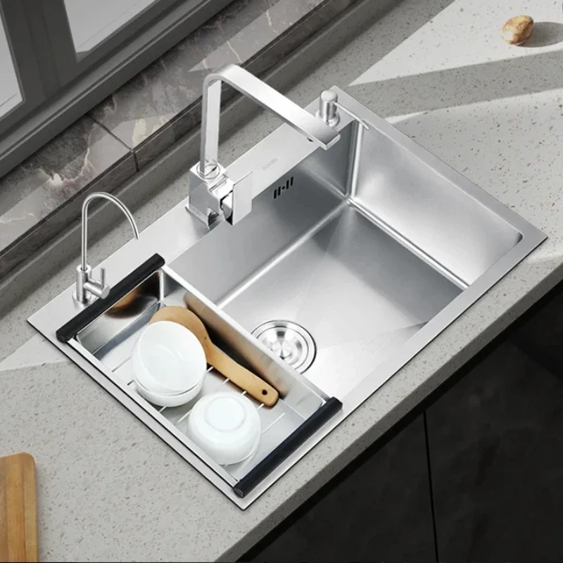 304 Stainless Steel Kitchen Sink Single Basin Bar Above Counter Undermount Installation Washing Basin