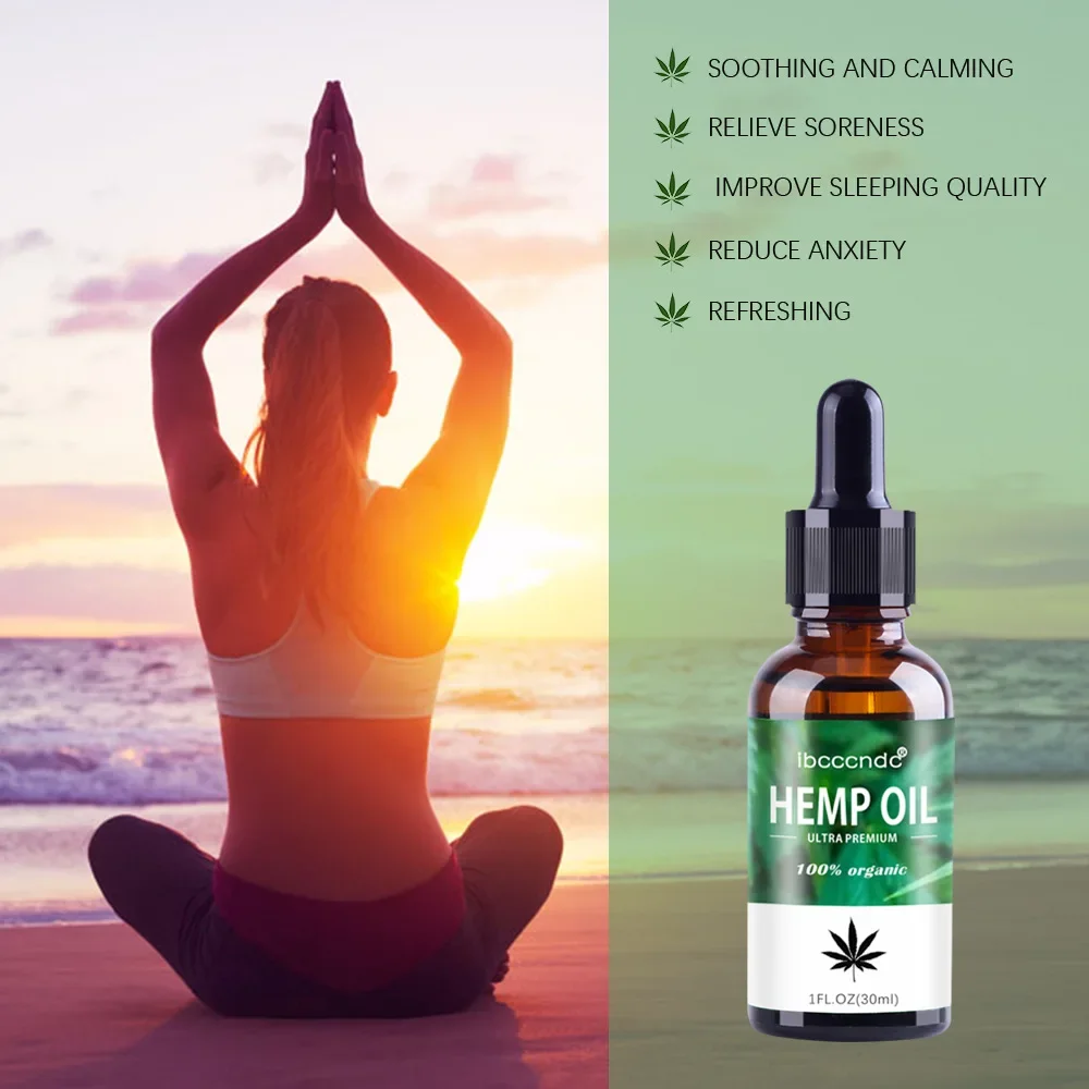 Hemp Seed Oil 30ml Plant Massage Oil Relieves Joint Pain Muscle Pain Soothing and Calming Improve Sleeping Quality Body Care Oil