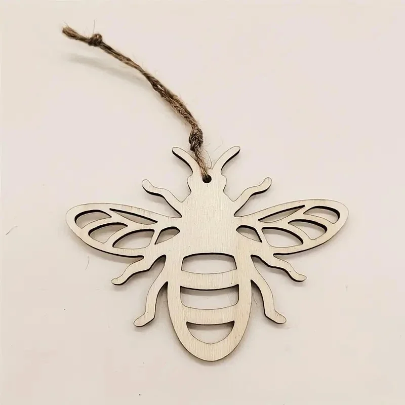 10pcs Unfinished Wooden Bee Cutouts Wood Animal Cut Outs Blank Hanging Craft Slices Easter Painting Insects Honey Bee Gift Tags