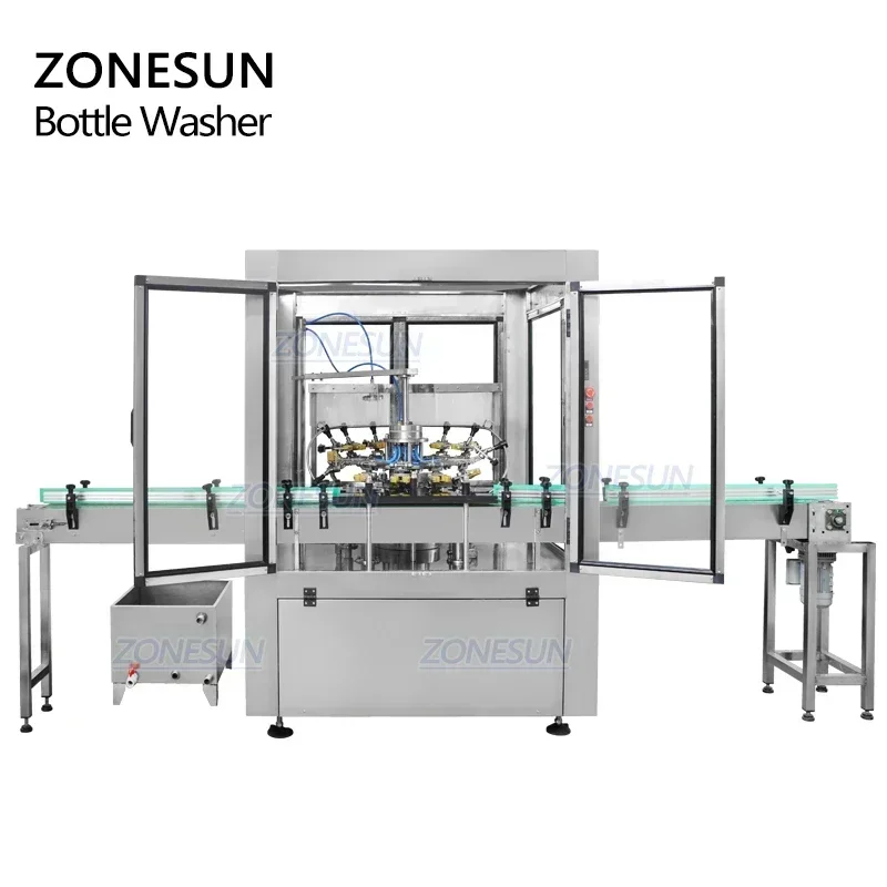 ZONESUN ZS-WB12 Lavadora de botellas rotativa semiautomática para leche, vino, PET y máquina de limpieza de botellas de vidrio
