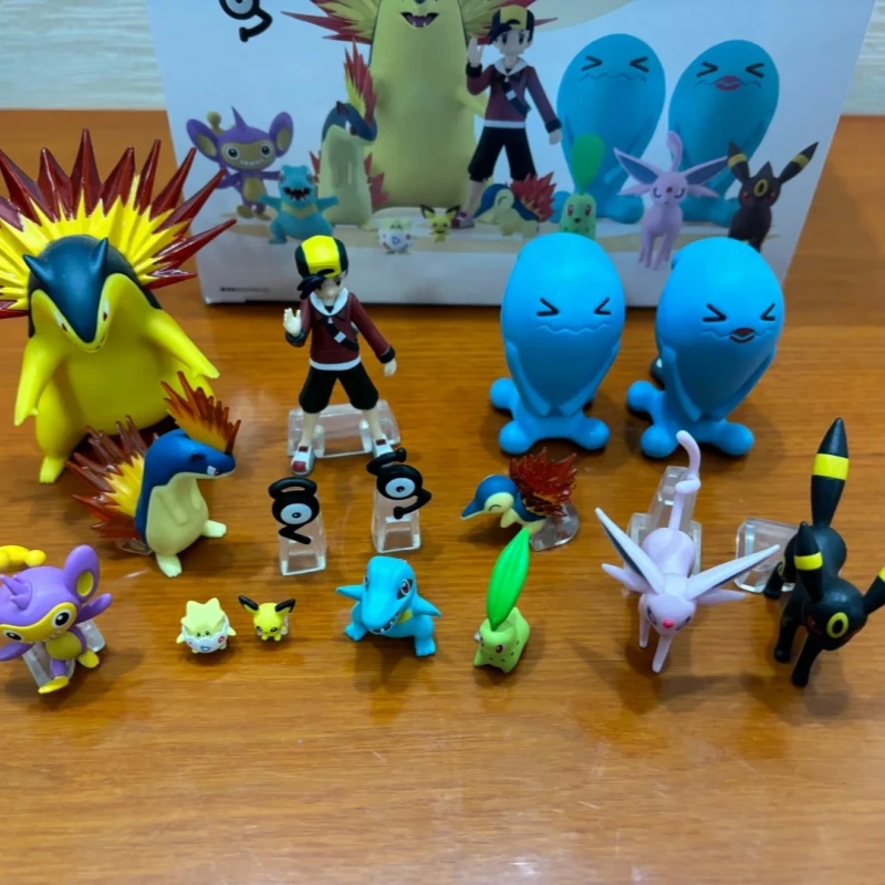 Bandai Pokemon Scale World Johto Region  - Cyndaquil Chikorita Pichu Aipom Marill Totodile Umbreon Actiuon Figure Model Toy Gift view 2