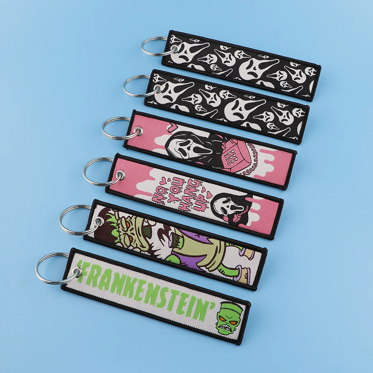 New Halloween Horror Keychain for Cars Backpack Key Holders Embroidery Keyrings Key Tag Jet Tag Accessories Gifts
