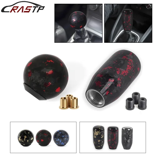 Imagen 1 del producto RASTP-perilla de palanca de cambios de fibra forjada Universal, perilla de cambio cilíndrica y esférica para la mayoría de los accesorios de decoración de automóviles SFN091