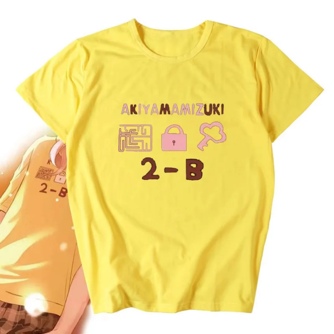Akiyama Mizuki Anime-Musterdruck Sommer Kurzarm T-Shirt Unisex Erwachsene Kinder Niedliches Casual Cosplay Kostüm